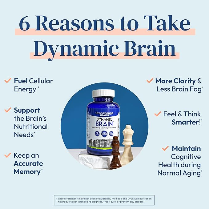 Stonehenge Health Dynamic Brain Supplement – Memory, Focus, & Clarity– Formulated with 40 Unique Nootropic Ingredients: Choline, Phosphatidylserine, Bacopa Monnieri, and Huperzine A